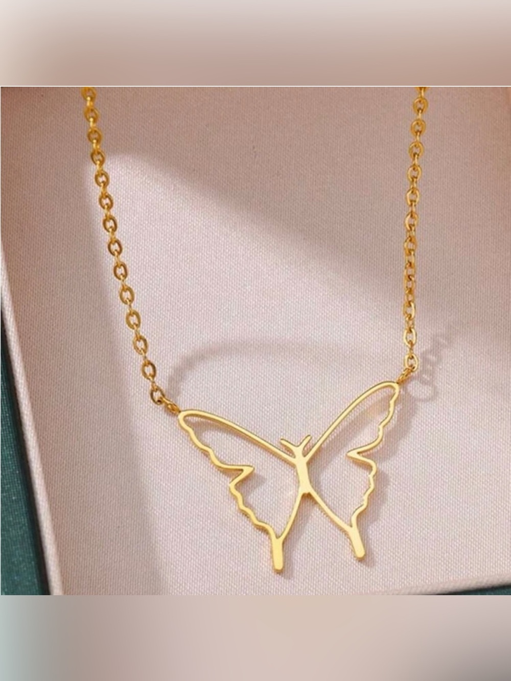 Gold Plated Stainless Steel Butterfly Charm Necklace - Picture 1 of 2